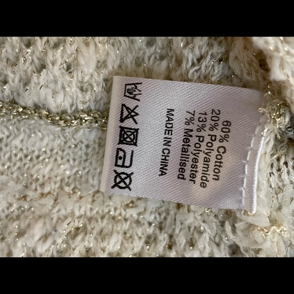 Poem by Oliver Bonas Striped fringe and metallic tie back sweater size medium - Picture 7 of 7